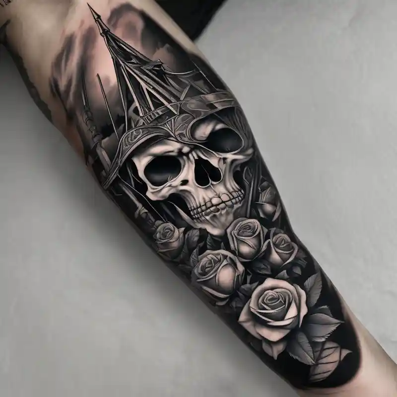 black and white style Glitter Tattoos Ideas in 2025 & free generation about tattoo fool sleeve and old broken gothic home